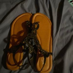 Brown and black sandals, size 10